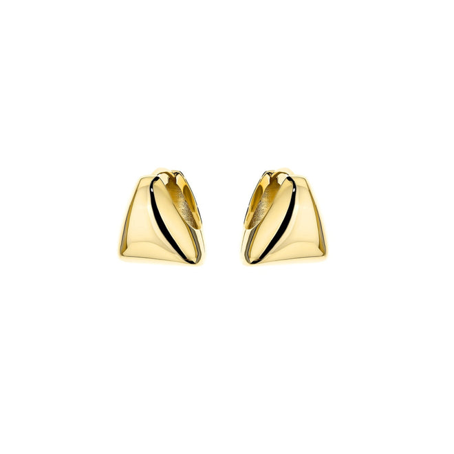 Golden Puffed Triangles Earrings