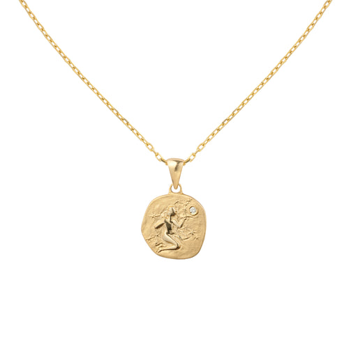 Złoty naszyjnik z medalionem ze znakiem zodiaku Panna