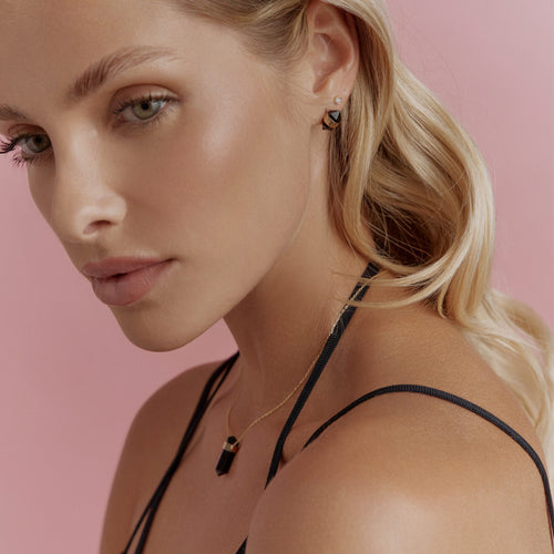 Srebrny choker z mini czarnym onyksem