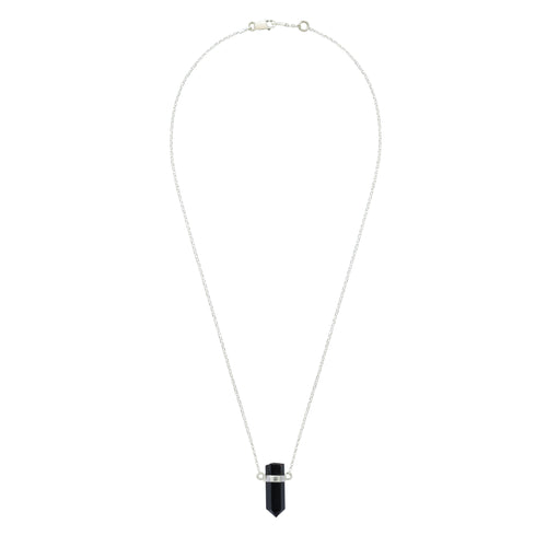 Srebrny choker z mini czarnym onyksem