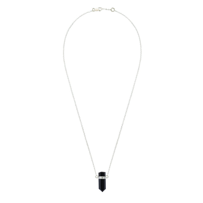 Srebrny choker z mini czarnym onyksem