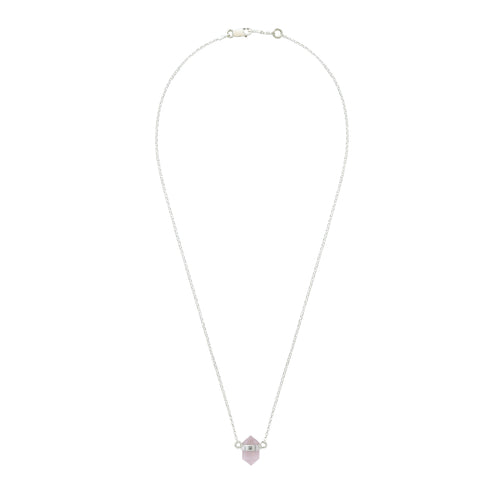 Srebrny choker z różowym kwarcem