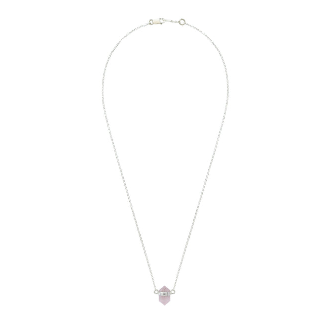 Srebrny choker z różowym kwarcem