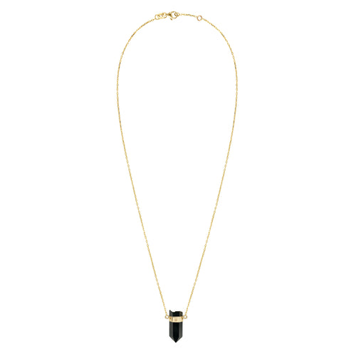 Złoty choker z mini czarnym onyksem