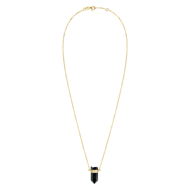 Złoty choker z mini czarnym onyksem
