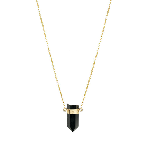 Złoty choker z mini czarnym onyksem